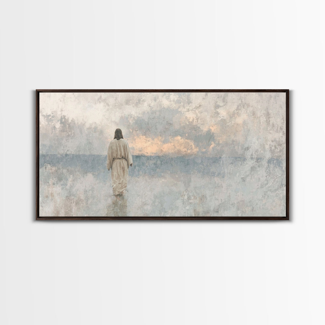 Dawn Of Mercy, Framed Canvas Print, Jesus Painting, Christian Wall Art, Christian Art Canvas, Subtle Christian Art, Christmas Art Prints