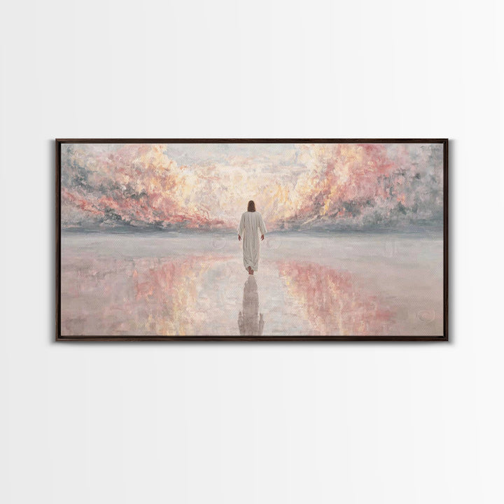 Path Of Peace, Framed Canvas Print, Christian Art Canvas, Jesus Painting, Christian Wall Art, Minimalist Christian Art, Christian Christmas
