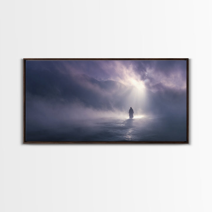 Midnight Miracle, Framed Canvas Print, Christian Wall Art, Jesus Painting, Moody Christian Art, Christian Art Canvas, Christmas Wall Art