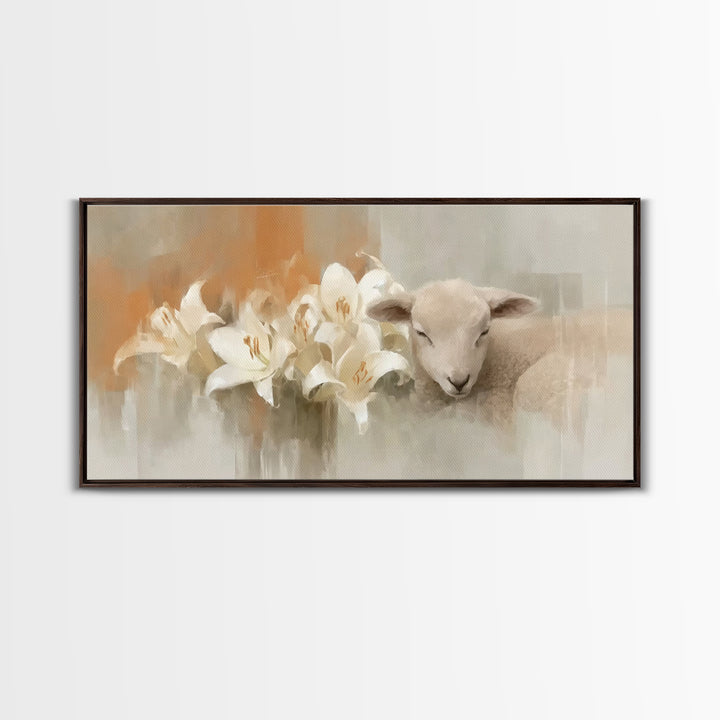 Lamb Of Peace – Framed Canvas Print – Christian Wall Art – Christian Art Canvas – Christian Art Print – Minimalist Christian Art – Christia