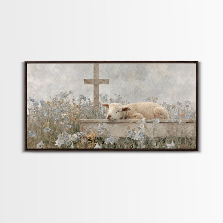 Risen Meadow – Framed Canvas Print – Christian Art Canvas – Christian Wall Art – Christian Art Print – Minimalist Christian Art – Christian