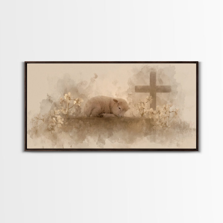 Graceful Rest – Framed Canvas Print – Christian Art Canvas – Christian Wall Art – Minimalist Christian Art – Christian Painting – Christmas