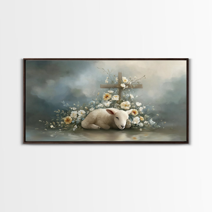 Lamb Of Peace – Framed Canvas Print – Christian Wall Art – Christian Painting – Christian Art Canvas – Christian Christmas Art – Christian