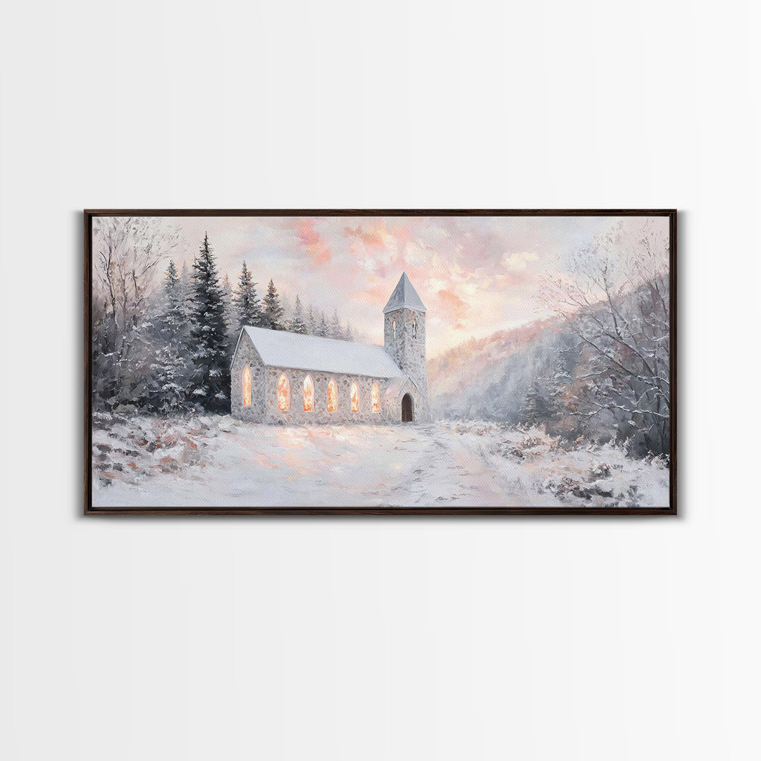 Chapel Dawn – Framed Canvas Print – Christmas Wall Art – Christian Art Canvas – Christian Art – Framed Christmas Art – Christian Christmas