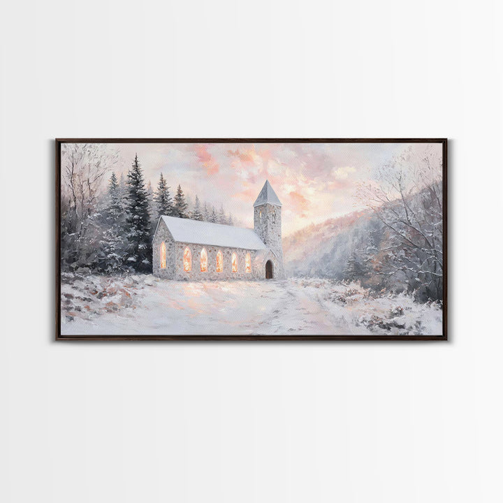 Chapel Dawn – Framed Canvas Print – Christmas Wall Art – Christian Art Canvas – Christian Art – Framed Christmas Art – Christian Christmas
