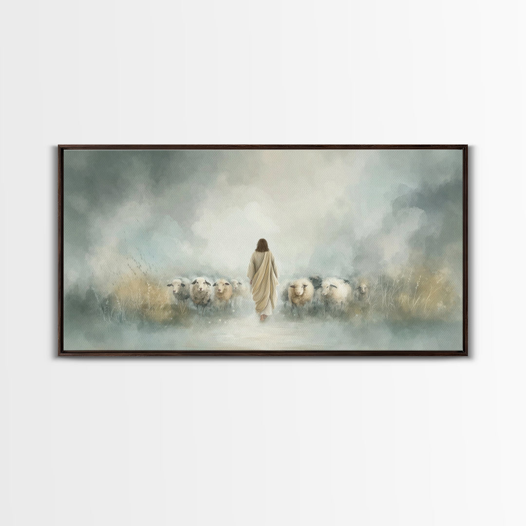 Heavenly Flock – Framed Canvas Print – Christian Wall Art – Jesus Art Print – Christian Art Canvas – Christian Painting – Subtle Christian