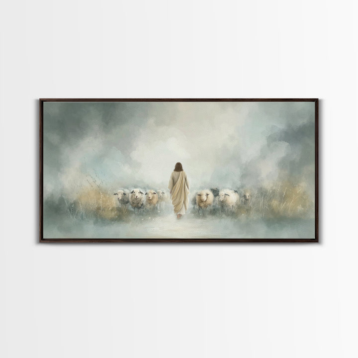 Heavenly Flock – Framed Canvas Print – Christian Wall Art – Jesus Art Print – Christian Art Canvas – Christian Painting – Subtle Christian