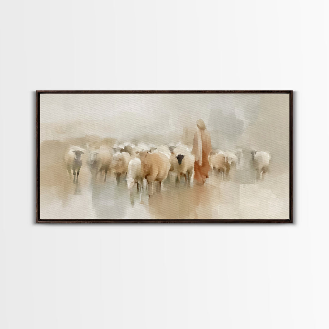 Tender Shepherd – Framed Canvas Print – Jesus Canvas Art – Christian Wall Art – Christian Art Canvas – Christian Art – Large Christian Pain