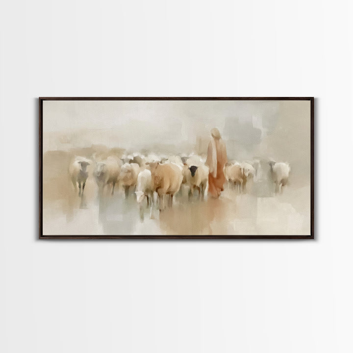 Tender Shepherd – Framed Canvas Print – Jesus Canvas Art – Christian Wall Art – Christian Art Canvas – Christian Art – Large Christian Pain