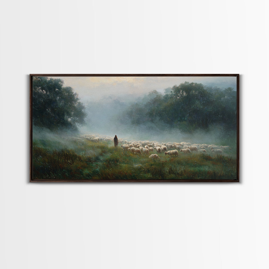 Shepherds At Dawn – Framed Canvas Print – Christian Wall Art – Christian Art Canvas – Jesus Painting – Christian Christmas Art