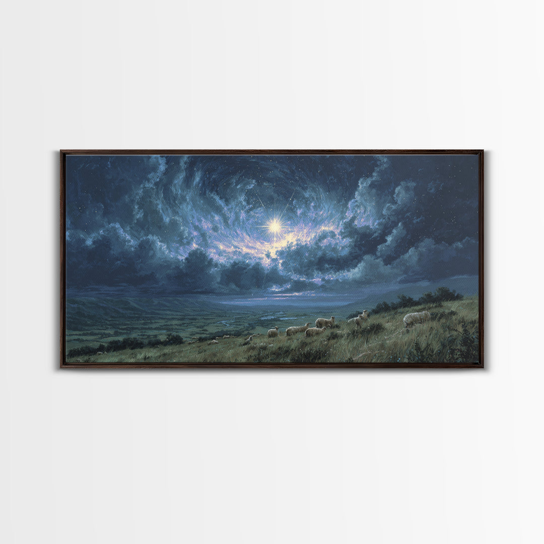 Star Of Bethlehem – Framed Canvas Print – Christian Christmas Art – Christian Wall Art – Jesus Painting – Christmas Canvas Wall Art