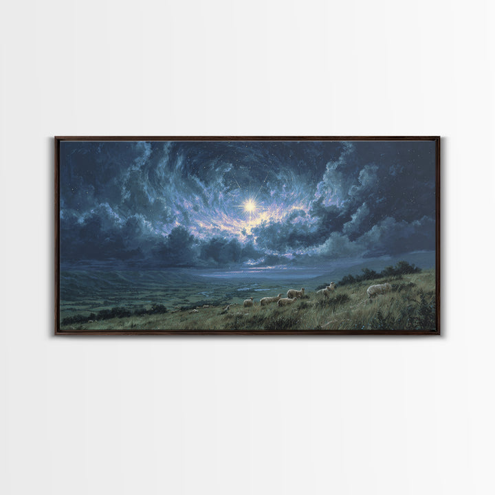 Star Of Bethlehem – Framed Canvas Print – Christian Christmas Art – Christian Wall Art – Jesus Painting – Christmas Canvas Wall Art