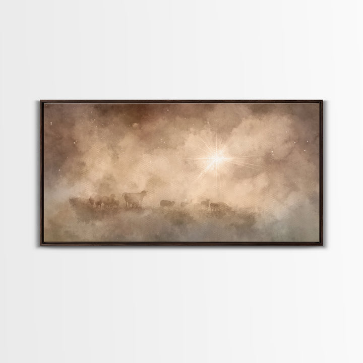 Silent Glory – Framed Canvas Print – Christian Art Canvas – Christian Wall Art – Moody Christmas Art – Christian Christmas