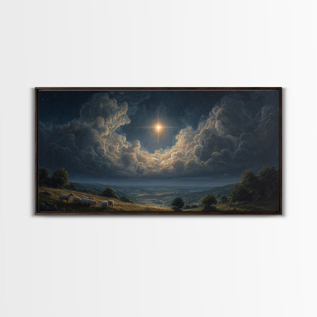 Dawn Of Hope – Framed Canvas Print – Christian Wall Art – Christian Art Print – Christmas Art Work – Jesus Christmas Art