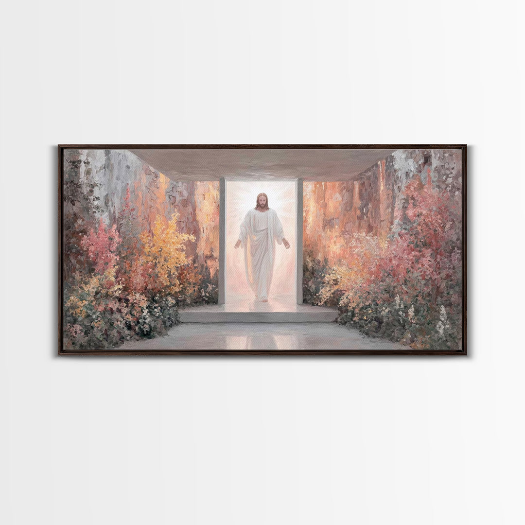 Risen In Light – Framed Canvas Print – Christian Wall Art – Jesus Painting – Christian Art Canvas – Modern Christian Art – Christian Art