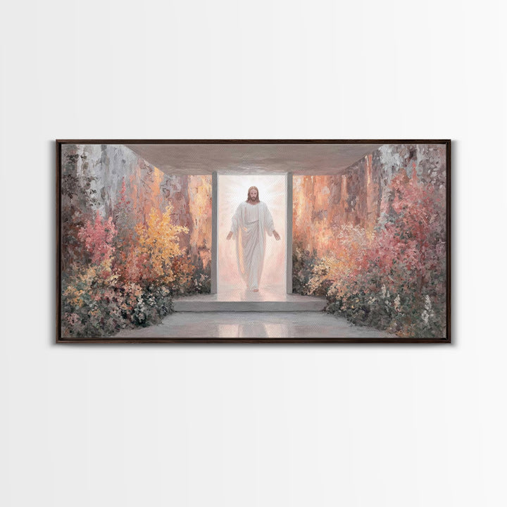 Risen In Light – Framed Canvas Print – Christian Wall Art – Jesus Painting – Christian Art Canvas – Modern Christian Art – Christian Art