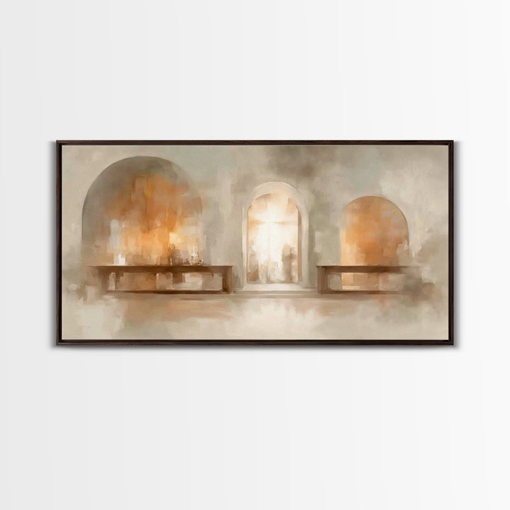 Sanctuary Glow – Framed Canvas Print – Christian Art – Christian Art Painting – Minimalist Christian Art – Christian Wall Art – Christian G
