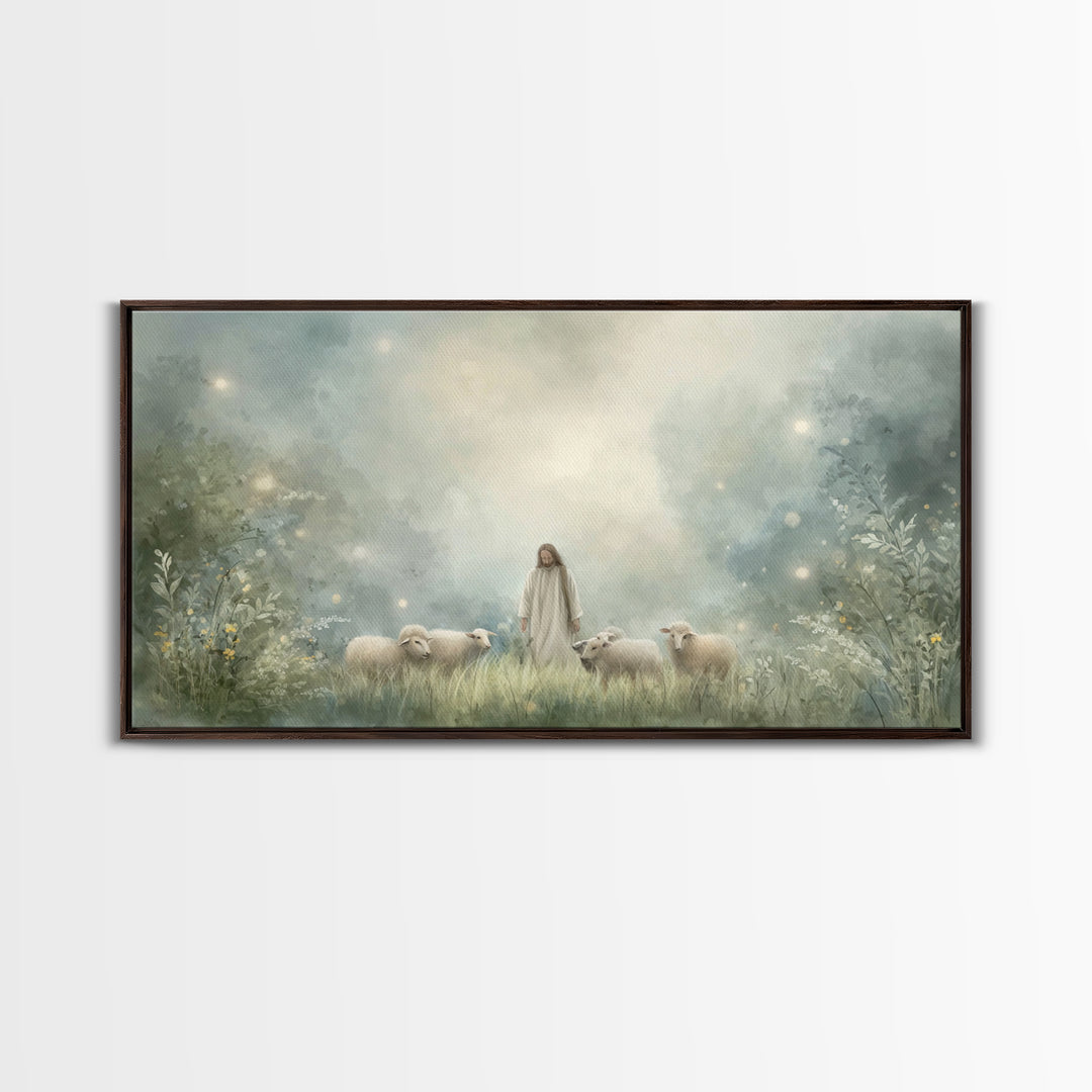 Gentle Shepherd – Framed Canvas Print – Christian Art Canvas – Jesus Wall Art – Modern Christian Art – Christian Painting – Christian Decor