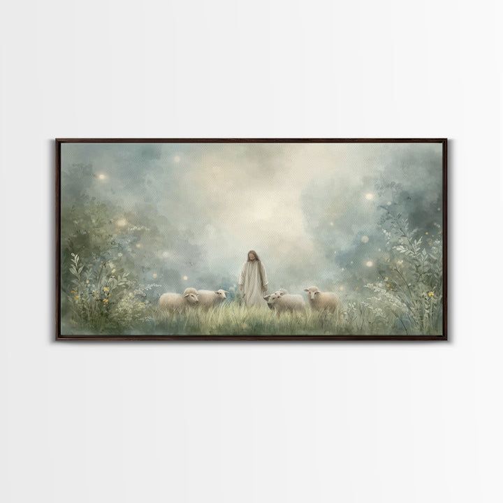 Gentle Shepherd – Framed Canvas Print – Christian Art Canvas – Jesus Wall Art – Modern Christian Art – Christian Painting – Christian Decor