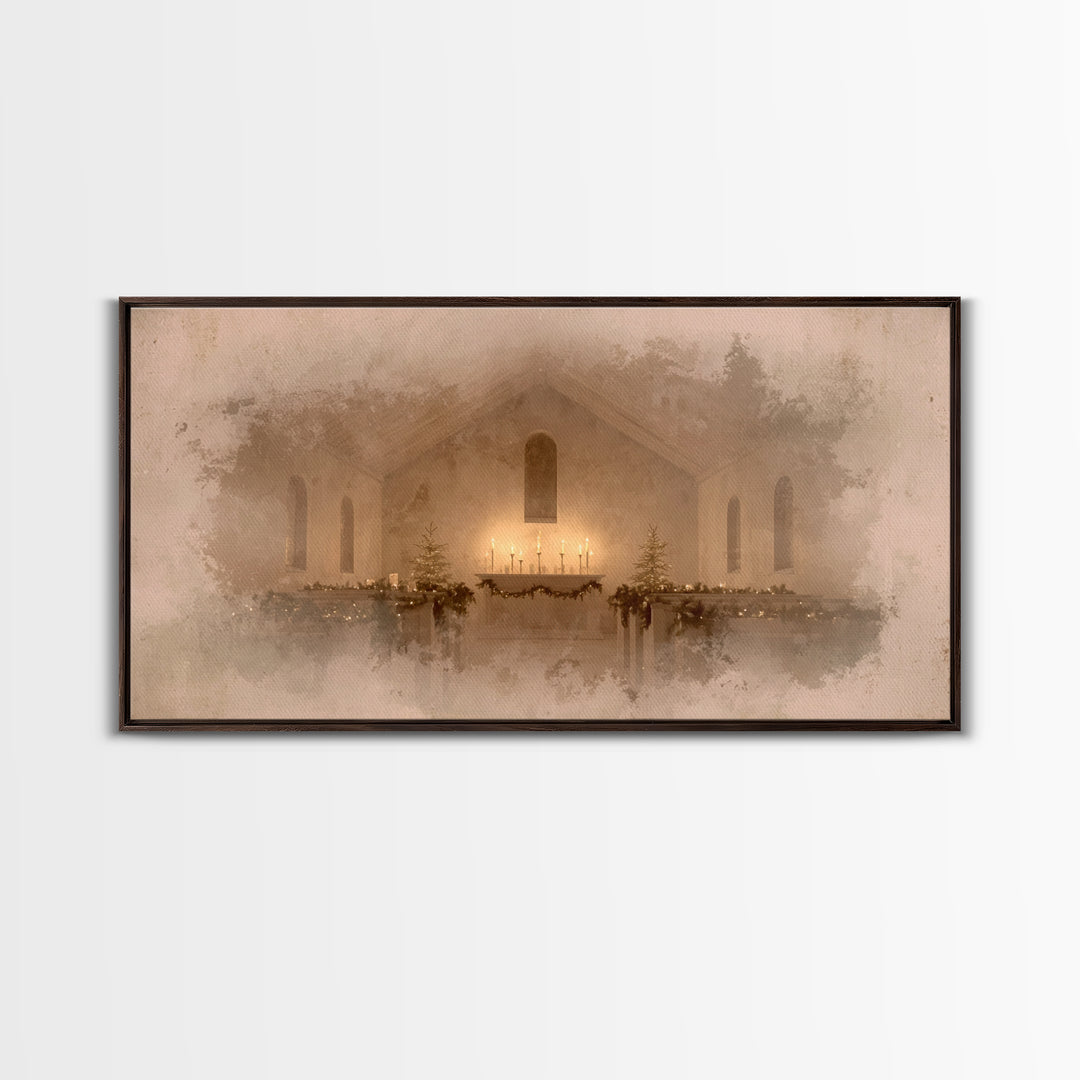 Sacred Hearth | Framed Canvas Print | Christian Art Canvas | Christmas Art Work | Christian Christmas Decor | Christian Art Gift | Moody Ch