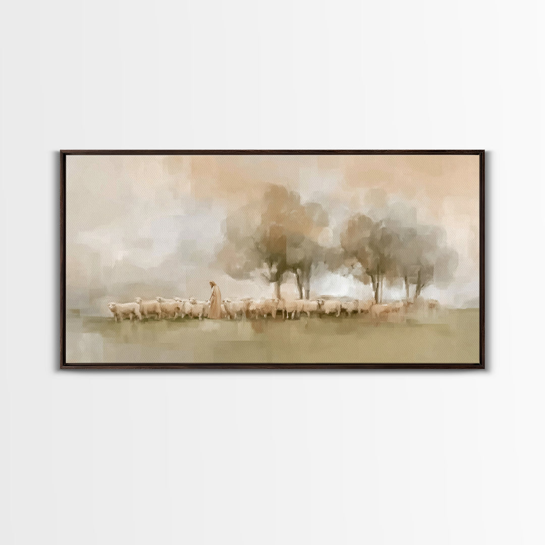 Pastoral Grace – Framed Canvas Print – Christian Art – Subtle Christian Paintings – Christian Wall Art – Christian Art Canvas – Christian A