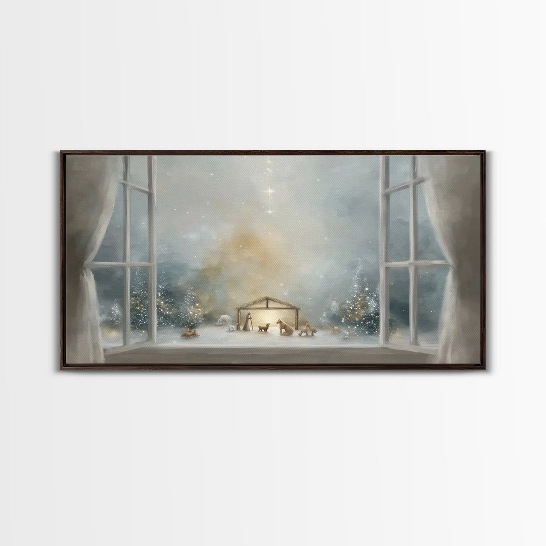 Holy Window Light | Framed Canvas Print | Christmas Art | Christian Art Canvas | Christian Wall Art | Christian Decor | Jesus Painting