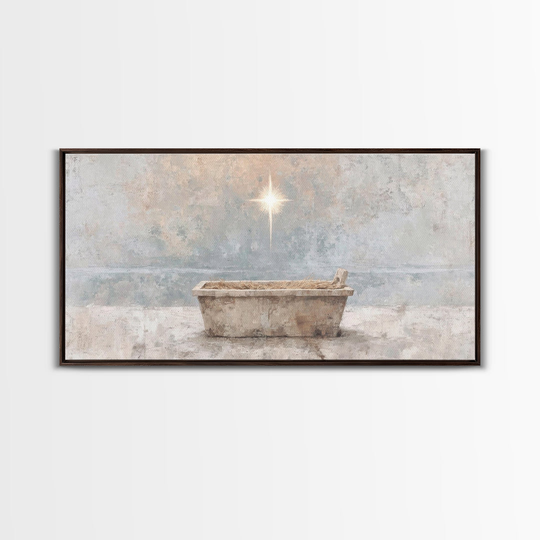 Manger Peace | Framed Canvas Print | Christian Christmas Art | Christian Wall Art | Jesus Painting | Christian Art Canvas | Christian Decor