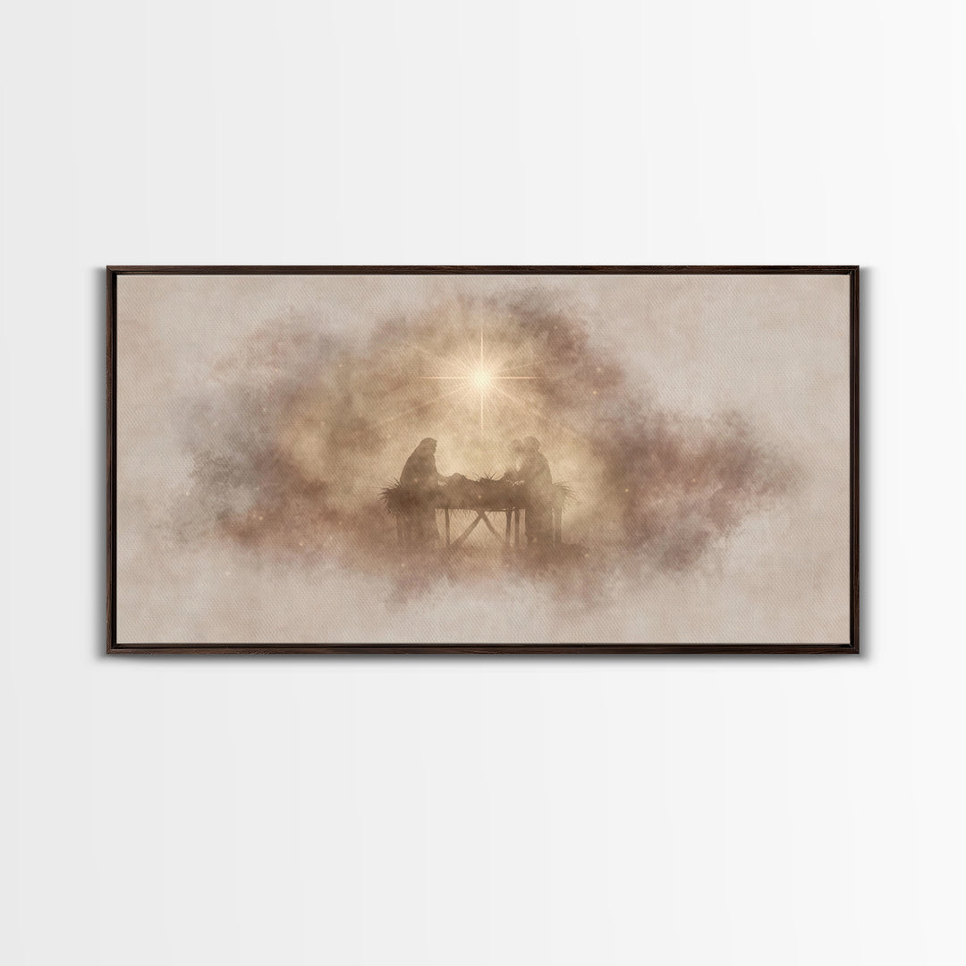 Holy Stillness | Framed Canvas Print | Christian Wall Art | Jesus Painting | Christian Art Canvas | Christian Decor | Christmas Art