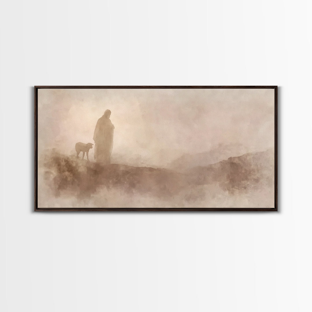 Silent Footsteps | Framed Canvas Print | Christian Wall Art | Christian Art Print | Jesus Painting | Christmas Art | Christian Decor | Fait
