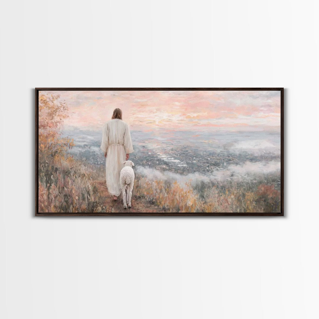 Hillside Blessing – Framed Canvas Print – Jesus Painting – Christian Art Canvas – Christian Wall Art – Christmas Art – Christian Gift – Fai