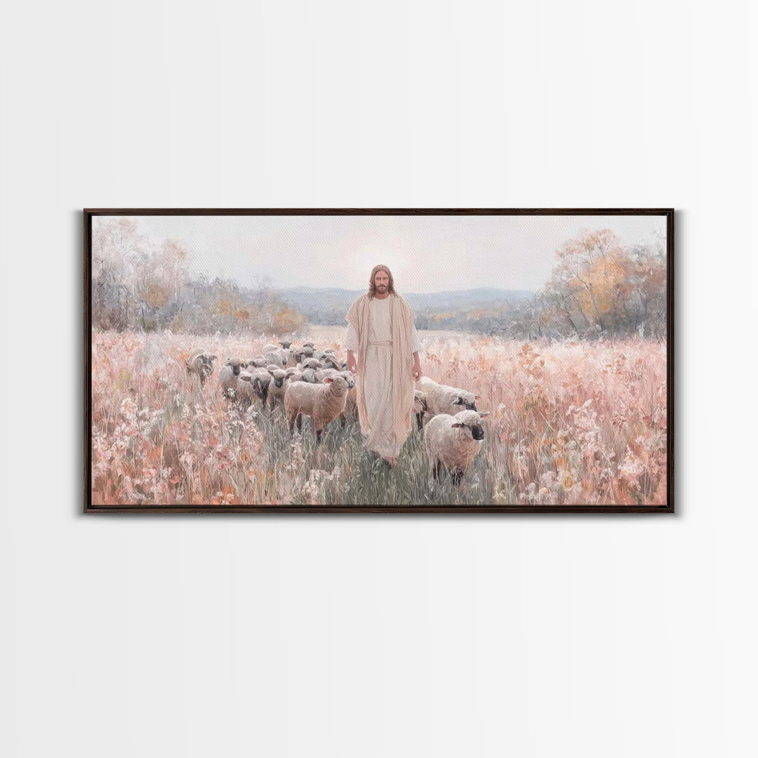Pasture Of Grace – Framed Canvas Print – Jesus Painting – Christian Art Canvas – Christian Wall Art – Christian Art – Christian Gift