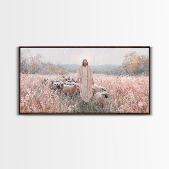 Pasture Of Grace – Framed Canvas Print – Jesus Painting – Christian Art Canvas – Christian Wall Art – Christian Art – Christian Gift
