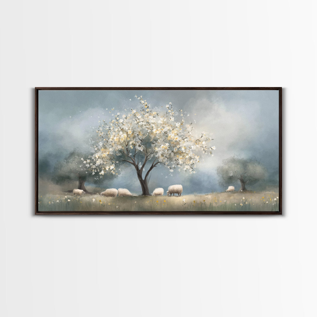 Graceful Spring Field | Framed Canvas Print | Christian Wall Art | Christian Art Canvas | Christian Painting | Christmas Art | Christian Gi