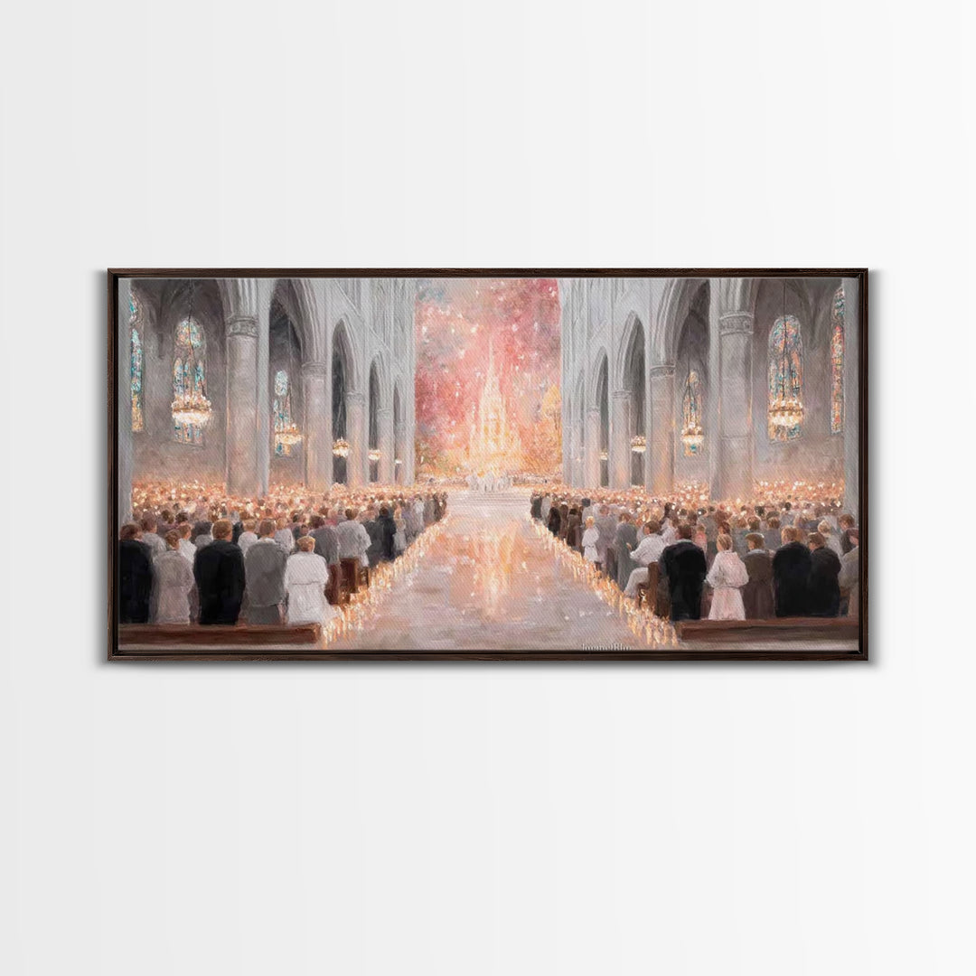 Advent Gathering Glow – Framed Canvas Print – Christian Art Canvas – Christian Christmas Art – Christmas Art Work – Christian Wall Art – Ch