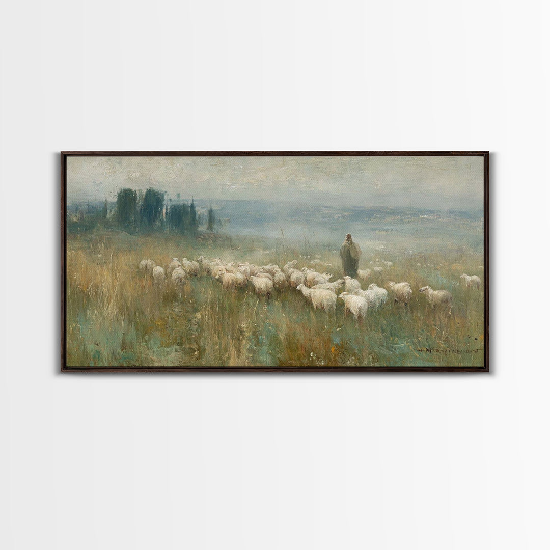 Morning Shepherd Light, Framed Canvas Print, Christian Wall Art, Jesus Painting, Christian Art Canvas, Christian Art, Christian Gift Ideas