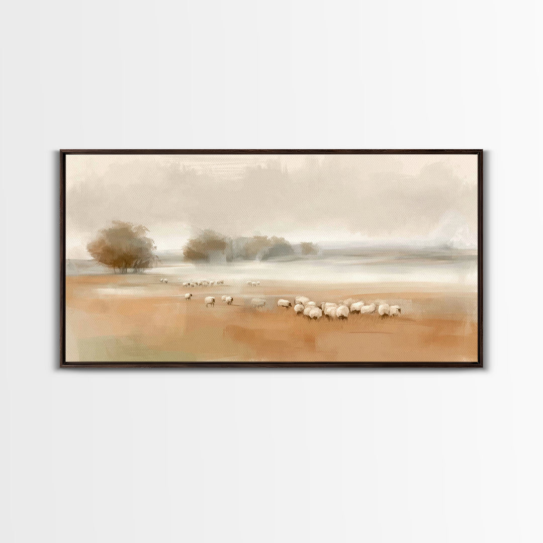 Pastoral Dawn – Framed Canvas Print – Christian Wall Art – Christian Art Canvas – Jesus Painting – Christian Christmas Art
