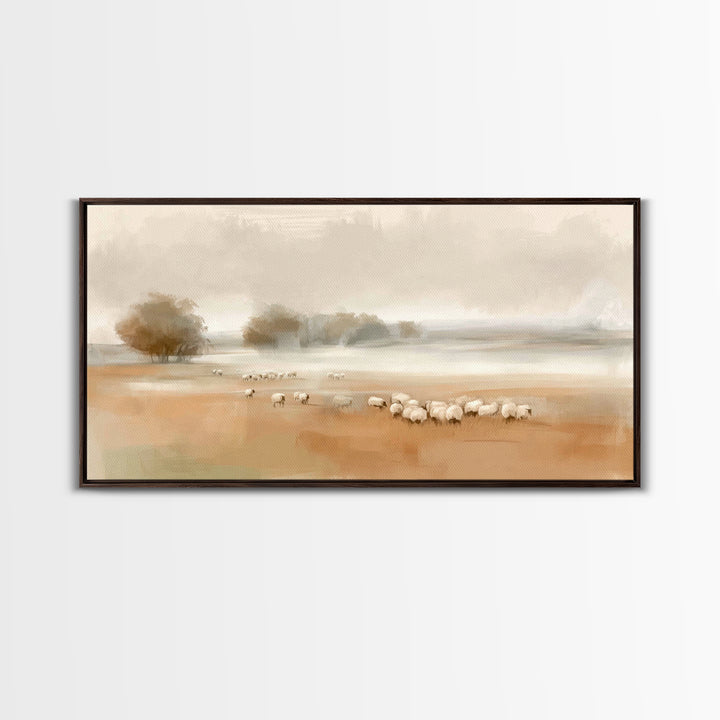 Pastoral Dawn – Framed Canvas Print – Christian Wall Art – Christian Art Canvas – Jesus Painting – Christian Christmas Art