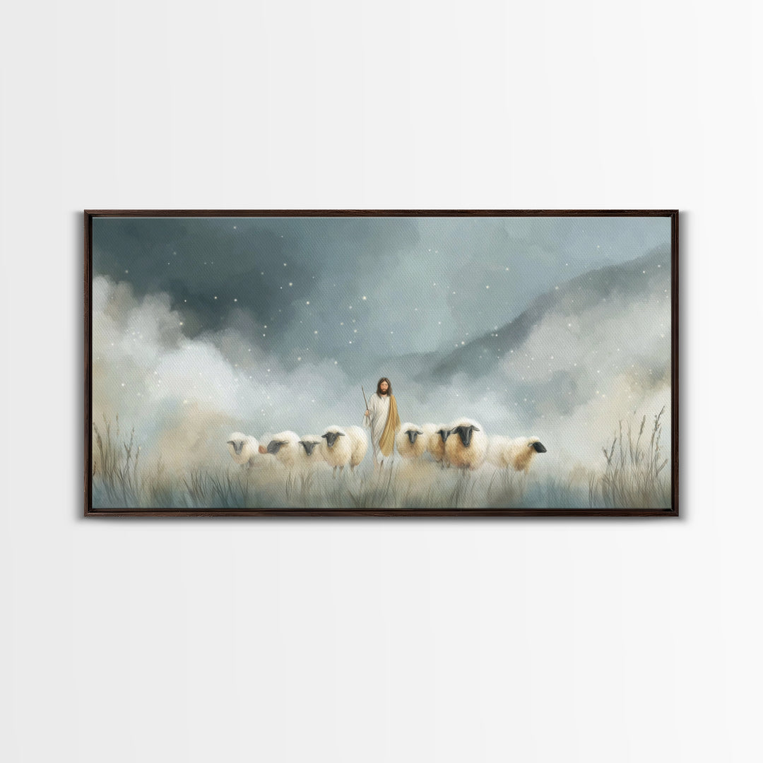 Starry Guidance – Framed Canvas Print, Christian Christmas Art, Christian Art Canvas, Christian Wall Art, Jesus Painting, Christmas Wall Ar