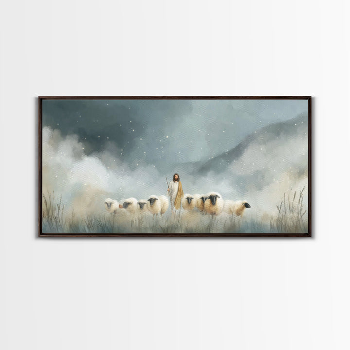Starry Guidance – Framed Canvas Print, Christian Christmas Art, Christian Art Canvas, Christian Wall Art, Jesus Painting, Christmas Wall Ar