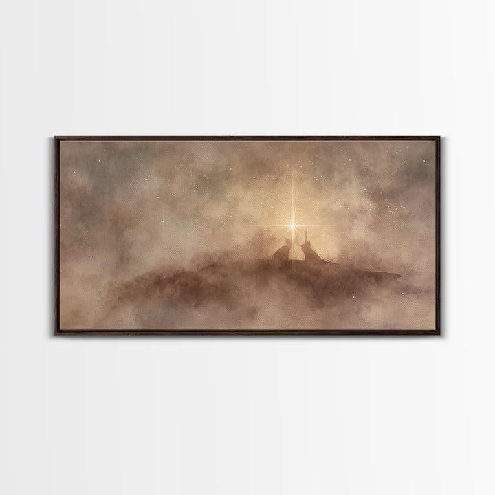 Shepherd’s Vigil – Framed Canvas Print | Christian Christmas Art | Jesus Painting | Christian Art Canvas | Christian Art | Christian Wall A