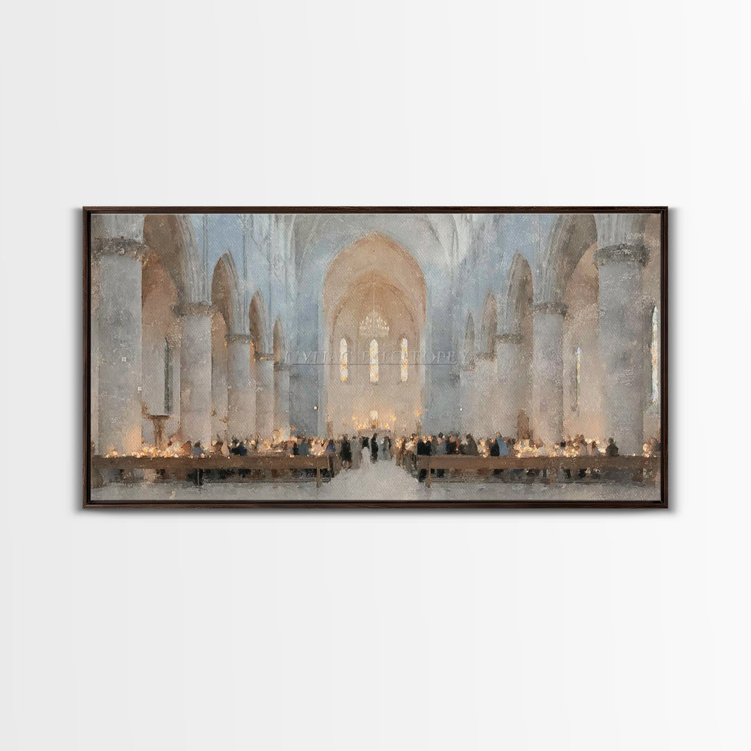 Midnight Mass Grace – Framed Canvas Print – Christian Wall Art – Christmas Art – Christian Art Canvas – Christian Christmas Art – Christian