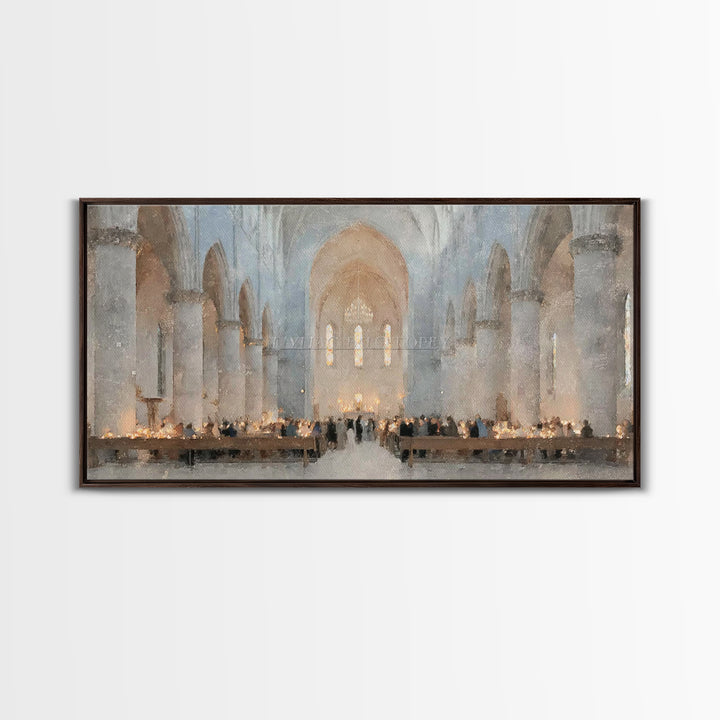 Midnight Mass Grace – Framed Canvas Print – Christian Wall Art – Christmas Art – Christian Art Canvas – Christian Christmas Art – Christian