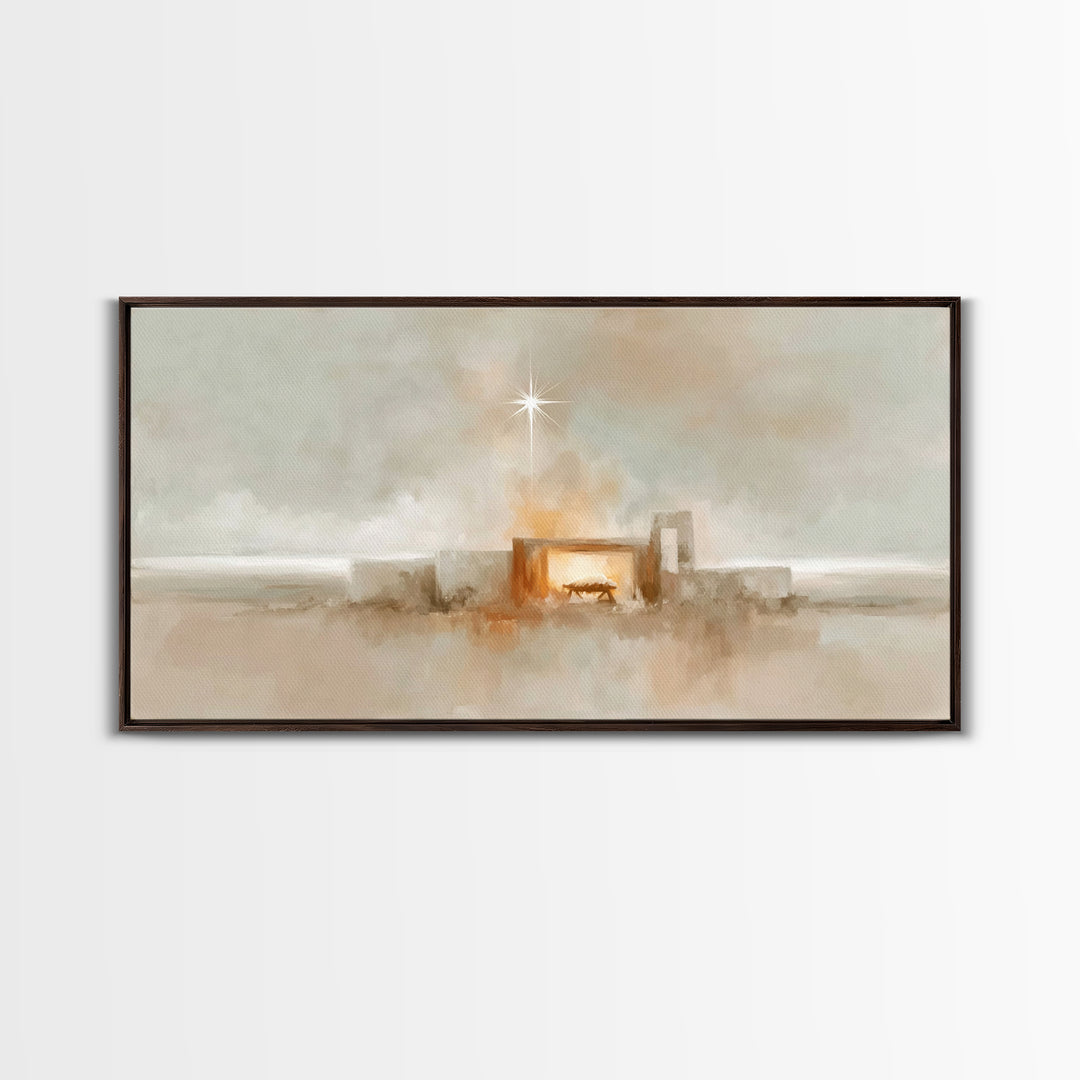 Holy Manger Light – Framed Canvas Print – Christian Christmas Art – Christian Art Canvas – Christian Wall Art – Christmas Art – Christian A