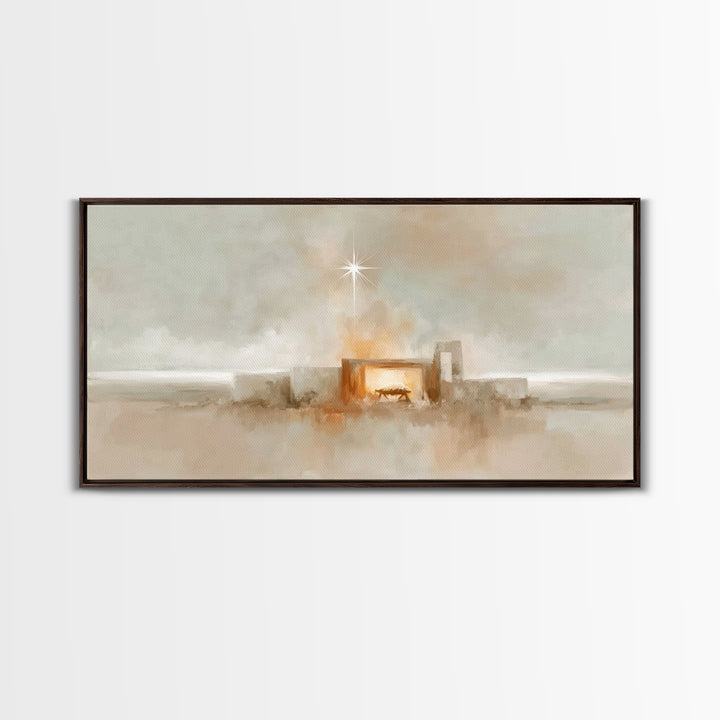 Holy Manger Light – Framed Canvas Print – Christian Christmas Art – Christian Art Canvas – Christian Wall Art – Christmas Art – Christian A