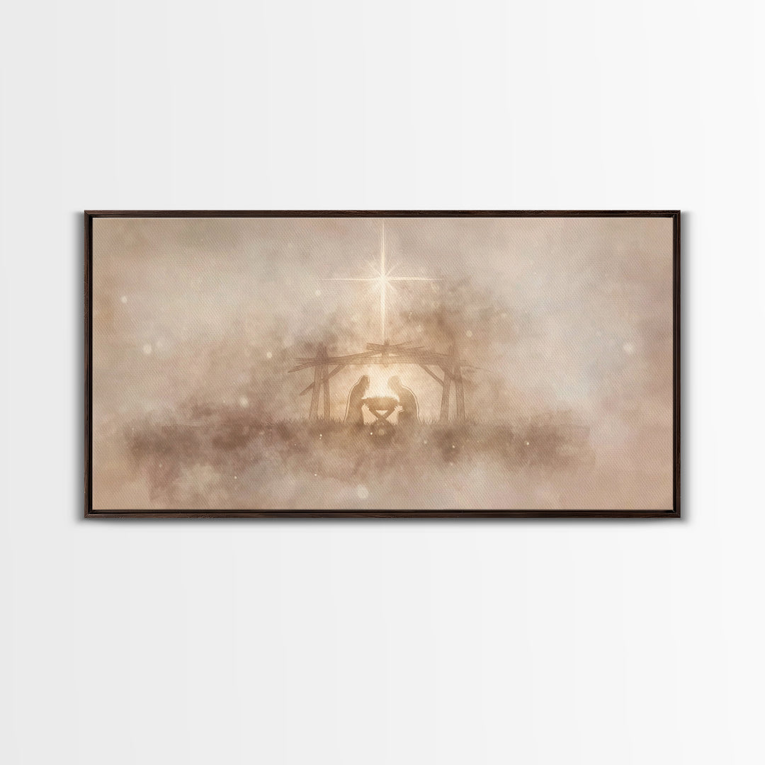 Nativity Wonder, Framed Canvas Print, Christian Art, Christian Christmas Art, Christian Art Canvas, Christmas Wall Art, Christian Wall Art