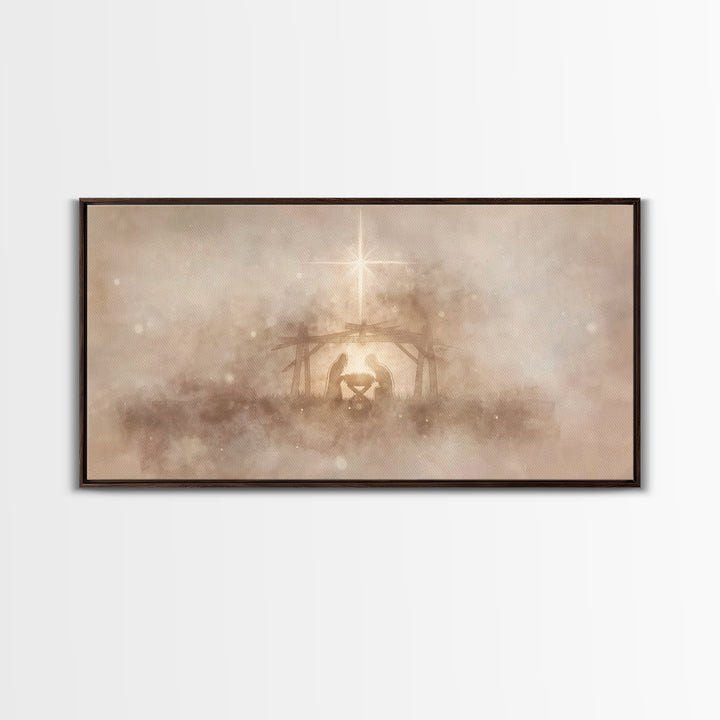 Nativity Wonder, Framed Canvas Print, Christian Art, Christian Christmas Art, Christian Art Canvas, Christmas Wall Art, Christian Wall Art
