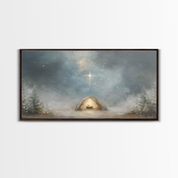Heavenly Night Star – Framed Canvas Print – Christian Art Canvas – Christian Christmas Art – Christian Wall Art – Christmas Art – Christian