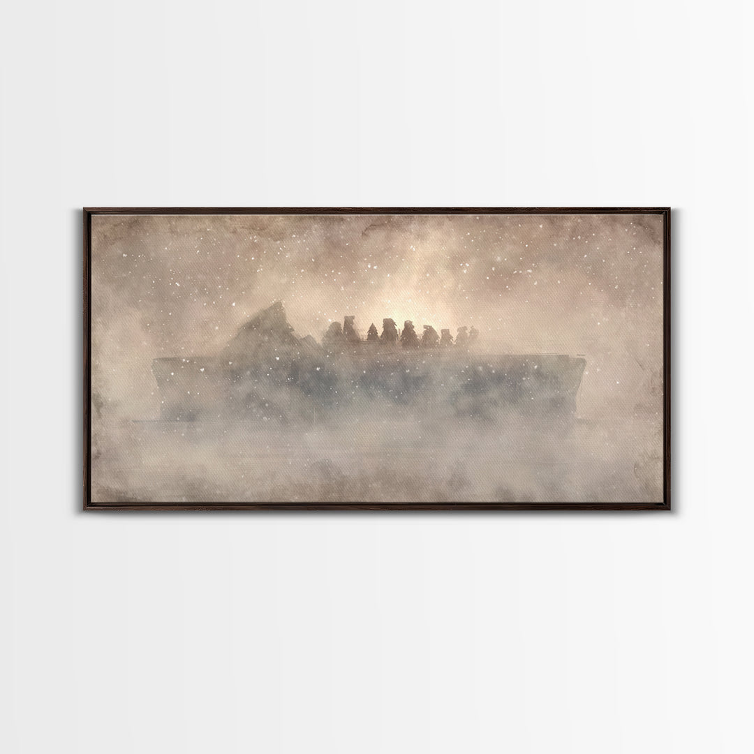 Silent Nativity Night – Framed Canvas Print – Christian Christmas Art – Christian Art – Christmas Art – Christian Art Canvas – Christian Wa