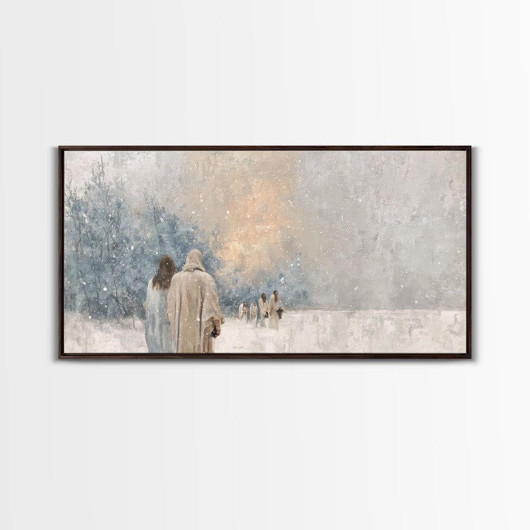 Winter Pilgrims – Framed Canvas Print – Christian Wall Art – Christian Art Canvas – Jesus Painting – Christian Christmas Art – Christian De