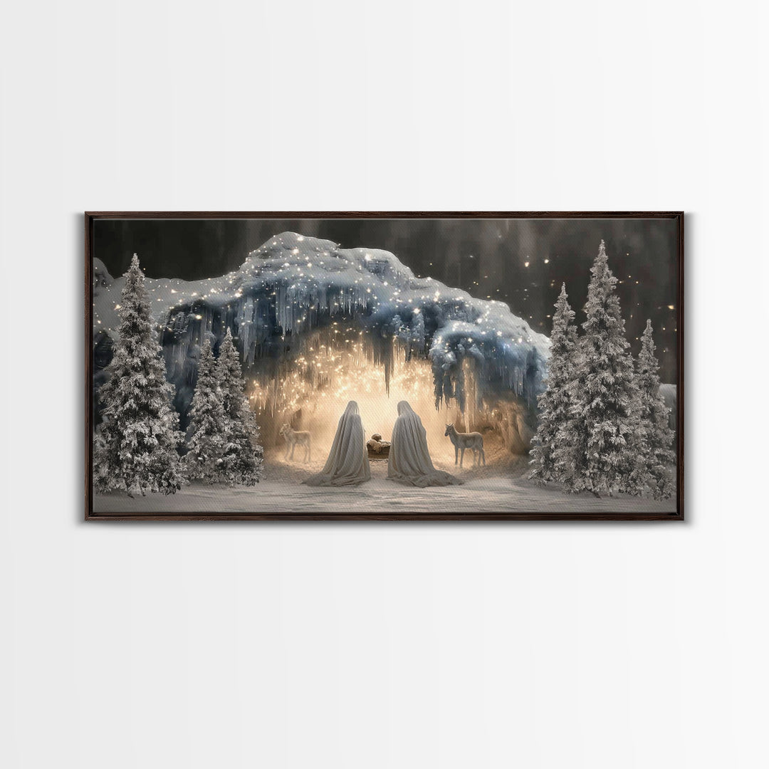 Holy Cave Light – Framed Canvas Print – Christian Art Canvas – Christmas Wall Art – Jesus Christmas Art – Christian Art Print – Christian D